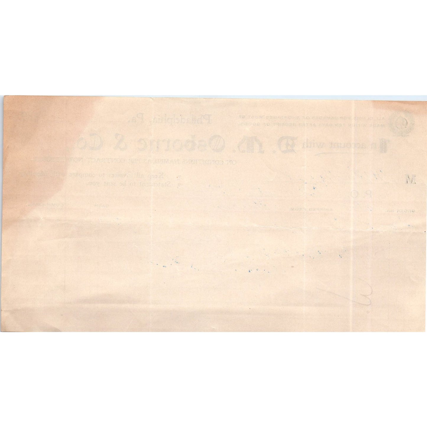 1897 D.M. Osborne & Co Philadelphia Letterhead Billhead Receipt D11