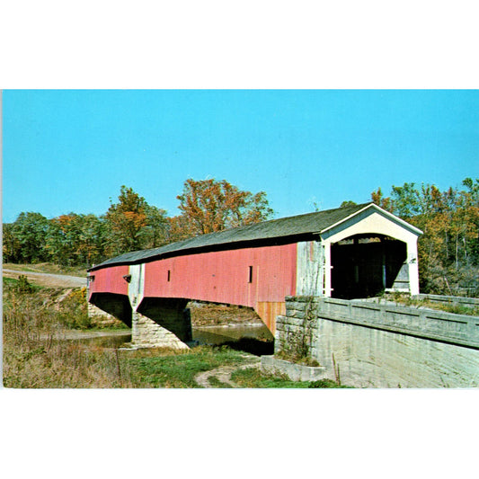 West Union Bridge Parke County Indiana #26 Covered Bridge Postcard PB10