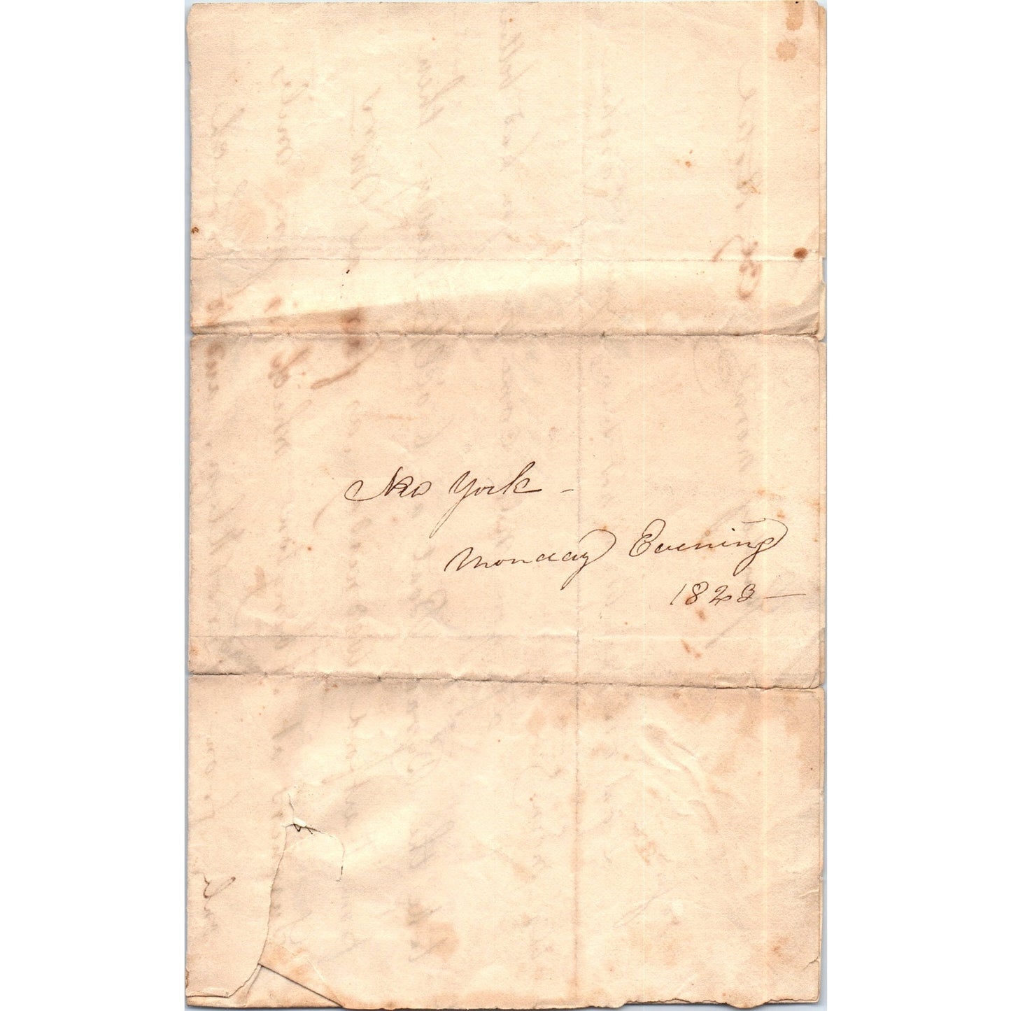 1828 Original Handwritten Letter Bunkers Boarding House NY Caroline B. Tyler D21