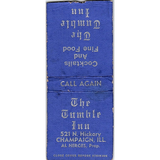 The Tumble Inn Champaign IL Al Herges Vintage Matchbook Cover SC7-Y7