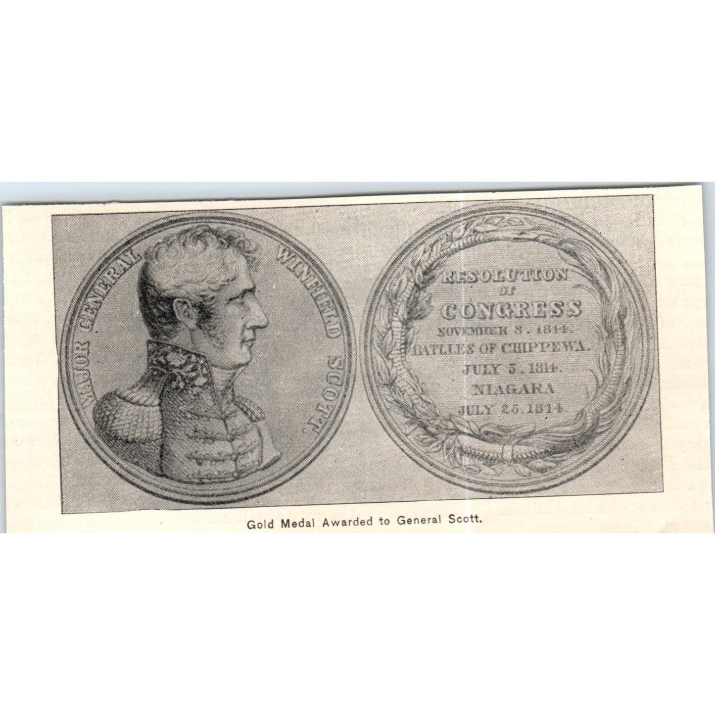 Gold Medal Awarded to General Scott c1890 Victorian Print AE8-CH4