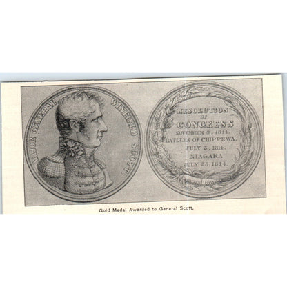 Gold Medal Awarded to General Scott c1890 Victorian Print AE8-CH4