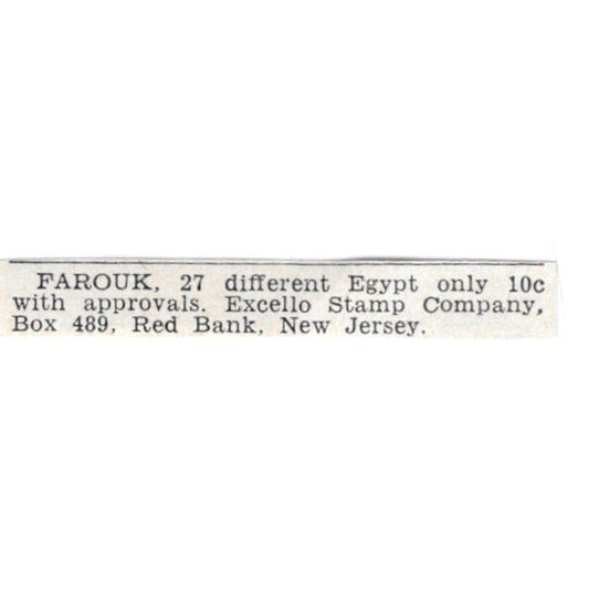 Farouk - Excello Stamp Company, Red Bank New Jersey 1955 Ad AG1-S8