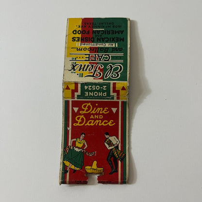 El Fenix Cafe Mexican Food Dallas Texas Vintage Matchbook TB6-MB2-11