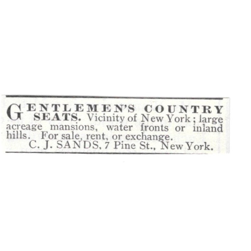 Gentlemen's Country Seats NY C.J. Sands 1903 Magazine Ad AF7-SS3