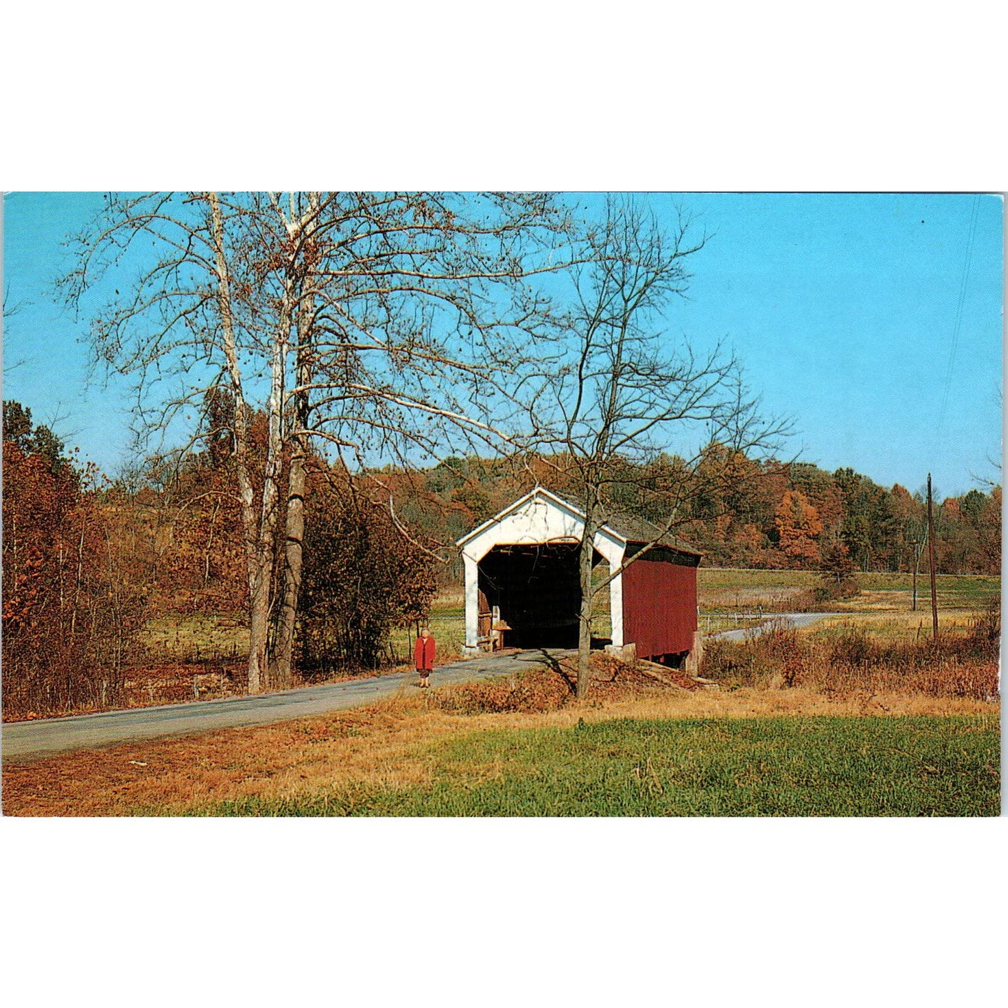 Phillip's Bridge Parke County 22 Indiana Vintage Covered Bridge Postcard PC14