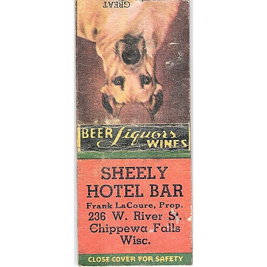 Sheely Hotel Bar Frank LaCoure Chippewa Falls WI Vintage Matchbook Cover SC7-Y11