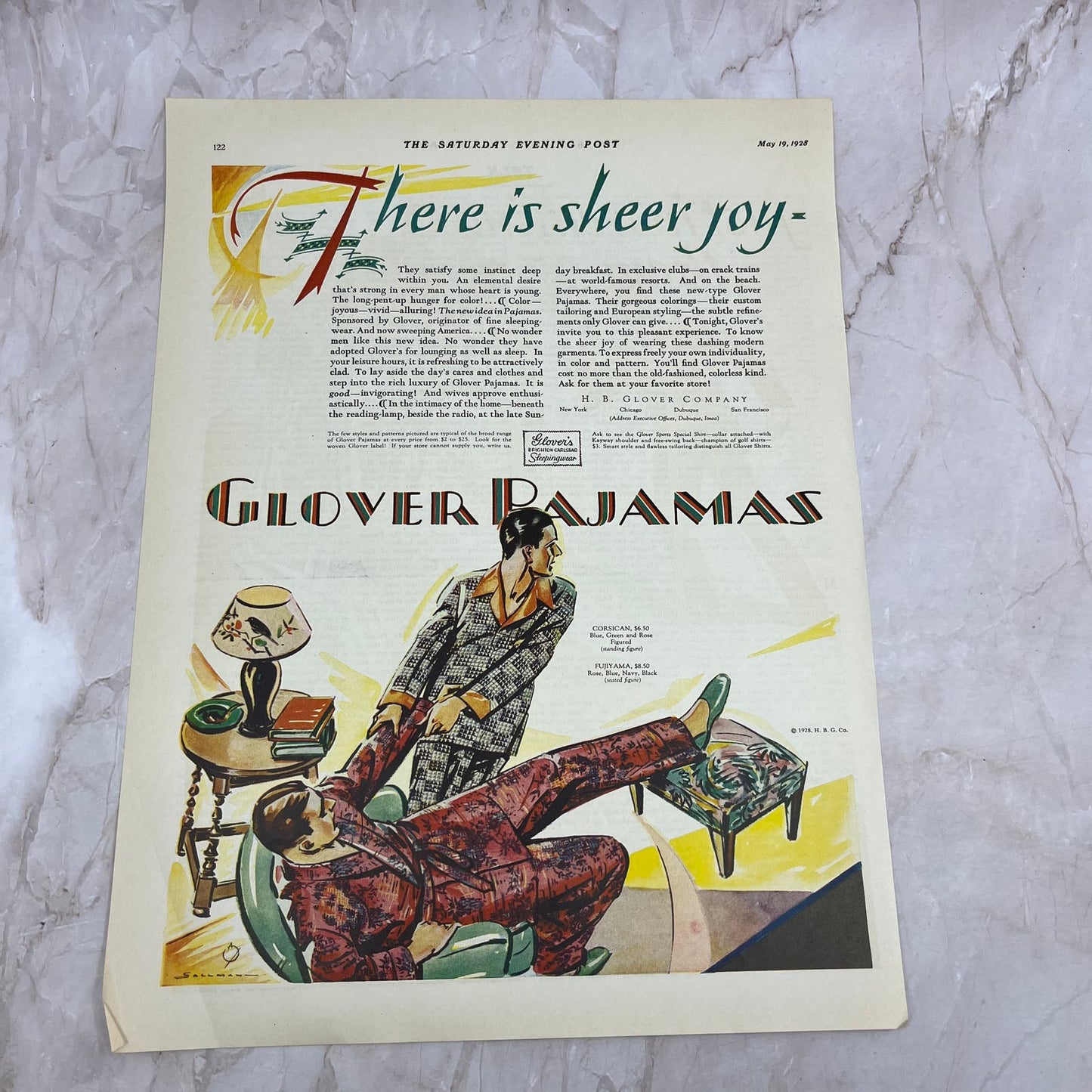 Glovers Brighton-Carlsbad Sleepingwear 2 Pages 1928 Original Advertisement FL6-8