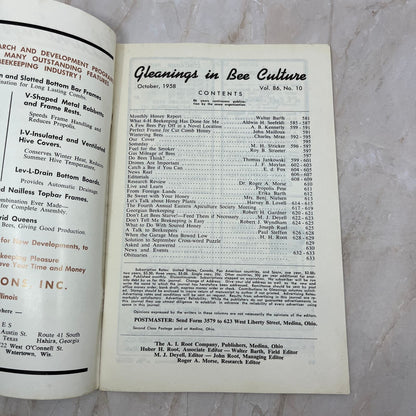 1958 Oct Gleanings in Bee Culture Beekeeping Magazine A.I. Root Co Medina OH TD5