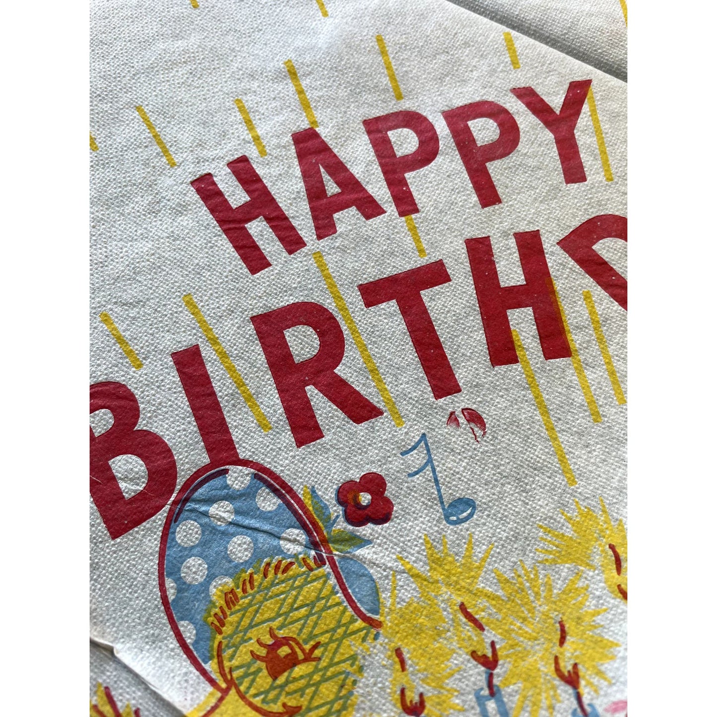 Vintage MCM Kitschy Paper Birthday Party Table Cloth Set of 2 Unused TJ4