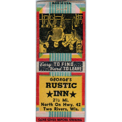 George's Rustic Inn Two Rivers WI Vintage Matchbook Cover SD4-Y2