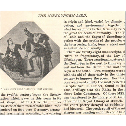 Hagen's Treachery The Nibelungen-Lied c1890 Victorian Print AE8-CH2