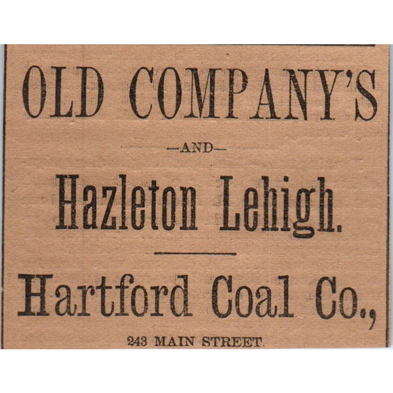 Old Company's & Hazleton Lehigh Hartford Coal Co 1886 Newspaper Ad AF7-E5