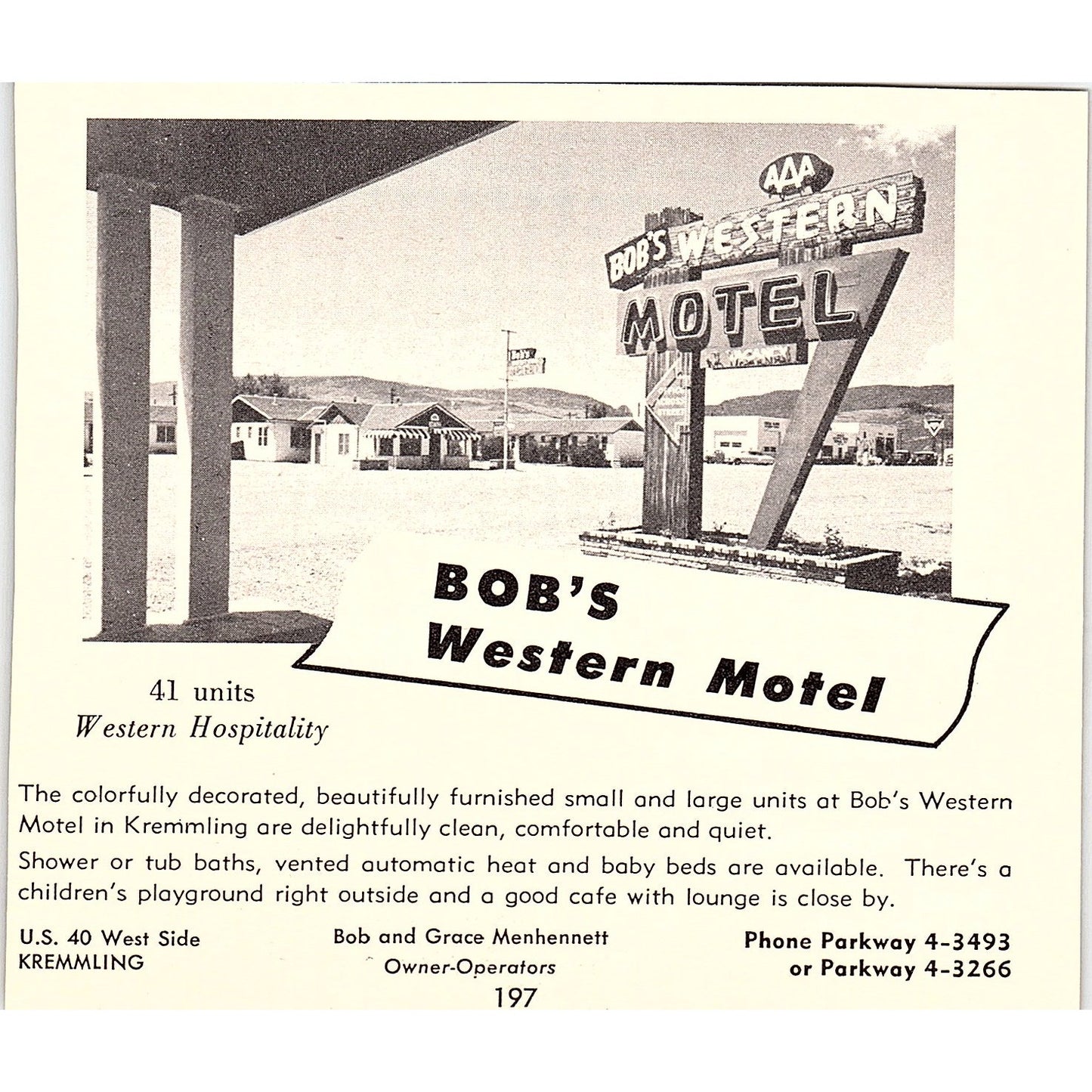 Bob's Western Motel Bob Menhennett, Mid-Town Guest Ranch La Junta 1958 Ad AG1-H2