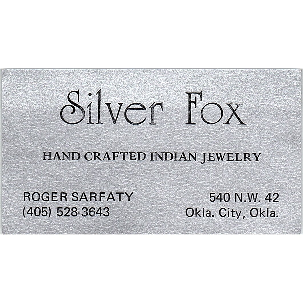 Silver Fox Roger Safarty Oklahoma City OK Vintage Business Card SB4-B10