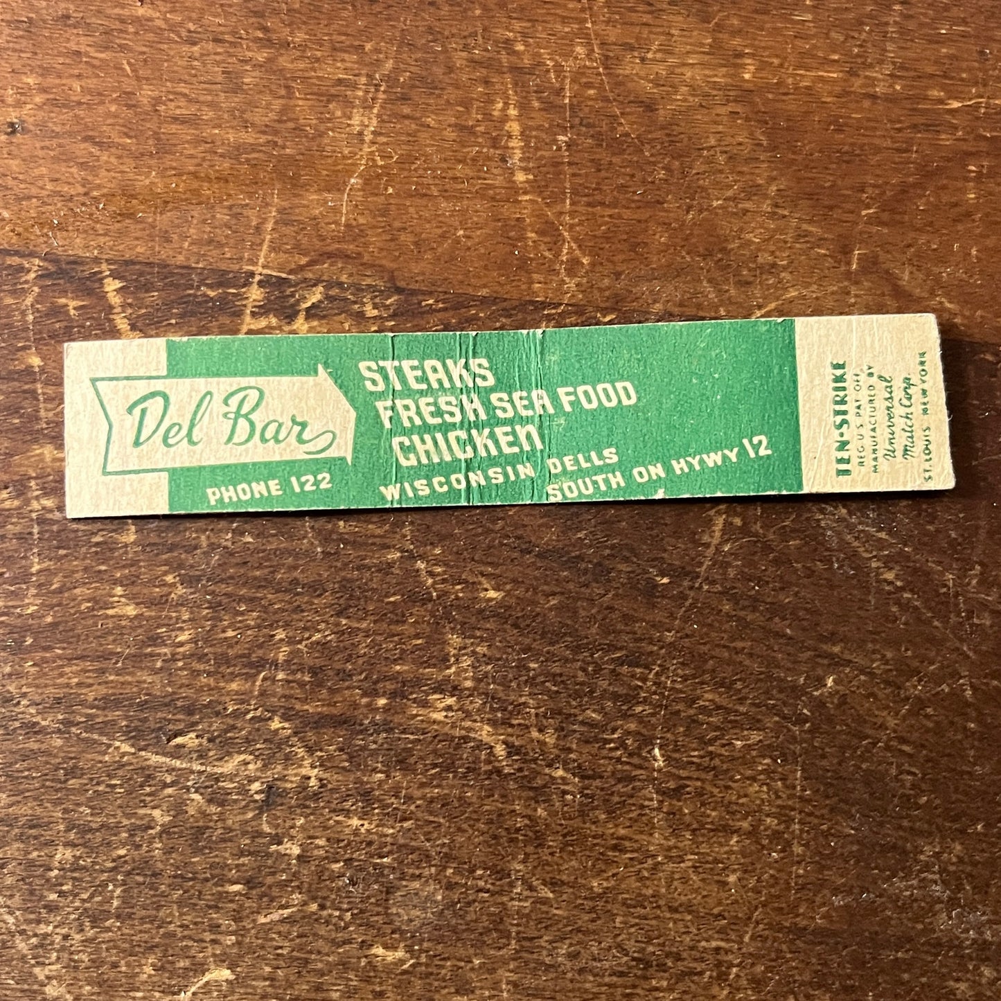 Del Bar Restaurant Wisconsin Dells WI Vintage Miniature Matchbook Cover ML1-8
