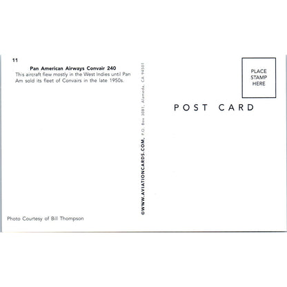Pan American Airways Convair 240 Vintage Postcard PC18