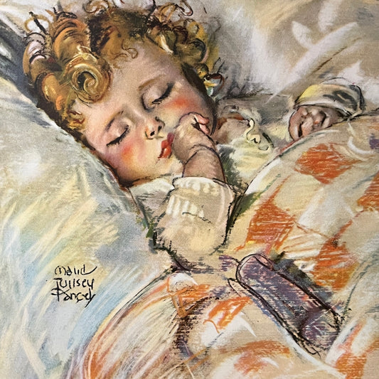 Vintage Maud Tousey Fangel "Sleeping Angel" Litho Marion Mfg Art Print 9x12 V4