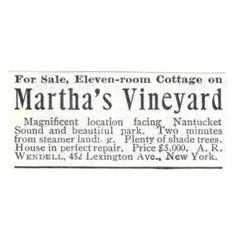 Martha's Vineyard Cottage A.R. Wendell c1918 Original Advertisement AE5-SV5