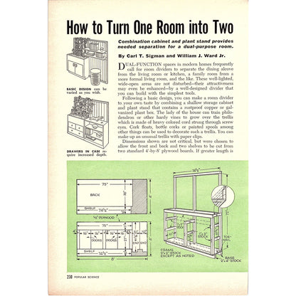 Turn 1 Room Into 2 Carl T. Sigman William Ward Jr 2-Page 1955 Article AG1-4