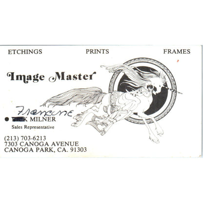Image Master Frames Prints Francine Milner Canoga Park CA Business Card SD4-B1