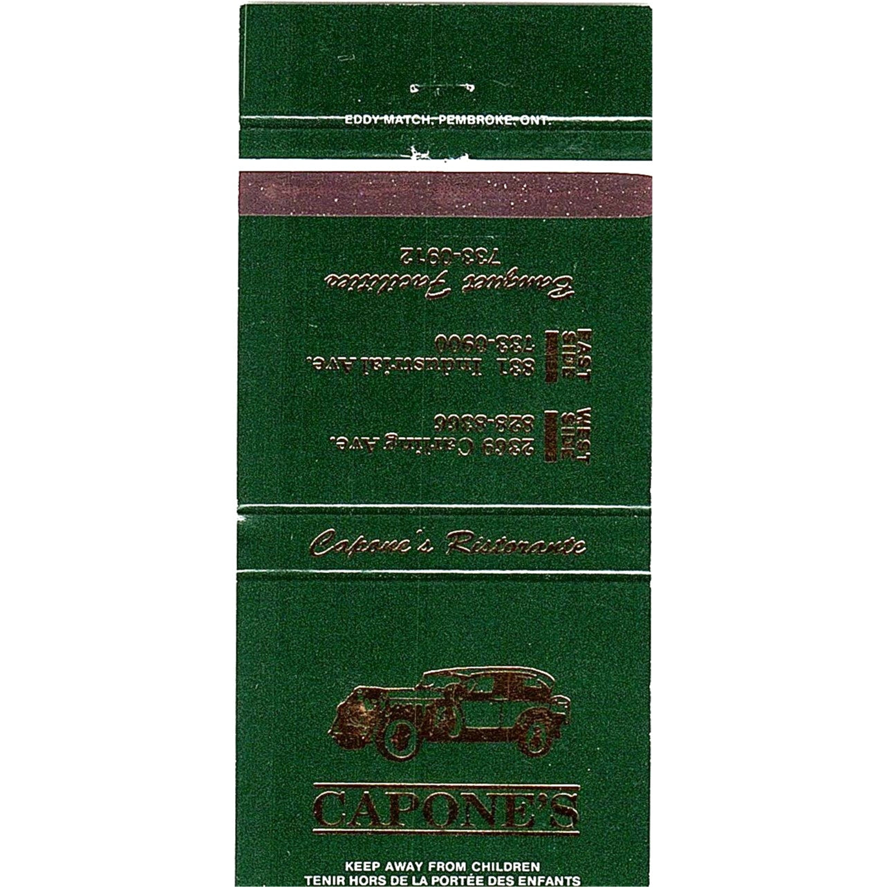 Capone's Restaurant Chicago Vintage Matchbook MM4-10