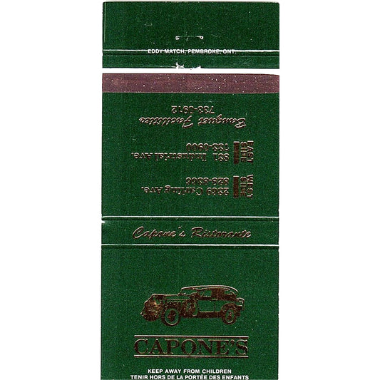 Capone's Restaurant Chicago Vintage Matchbook MM4-10