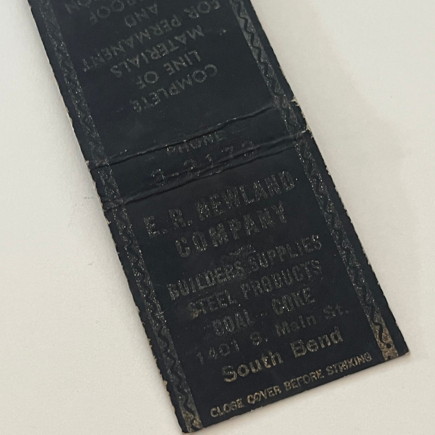 E.R. Newland Company Builders Supplies South Bend Vintage Matchbook MM5-9