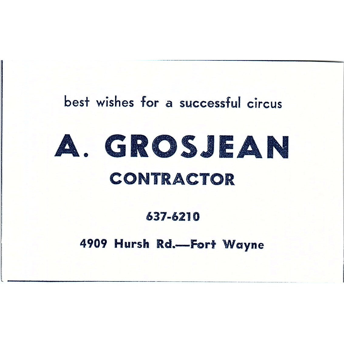 A. Grosjean 4909 Hursh Rd Fort Wayne Indiana 1964 Ad AG1-S18