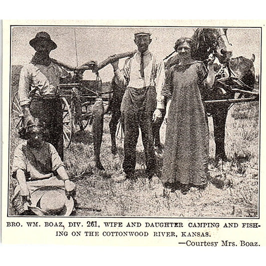 Bro Wm Boaz Div 261 Wife, Daughter Camping Cottonwood River KS 1914 Photo AF3-Q4