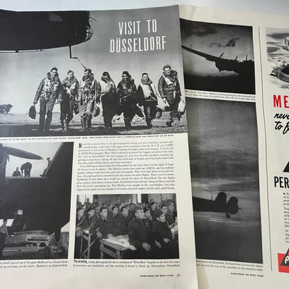 Halifax Bomber Crew Visit to Düsseldorf 3 Pages 1940s WWII Era Article V29-5