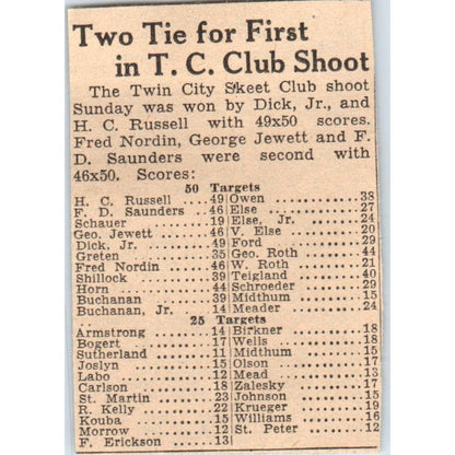 Twin CIty Skeet Club H.C Russell 1935 Minneapolis Journal Advertisement AE7-H2