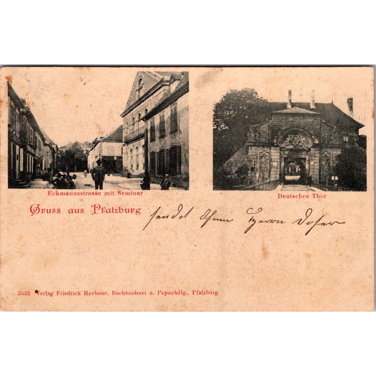 Eckmannstraße Mit Seminar Pfalzburg Lauterfingen 1903 German Postcard P5-11