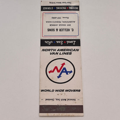 C. Keller & Sons North American Van Lines Allentown PA Matchbook Cover TB6-MB2-3