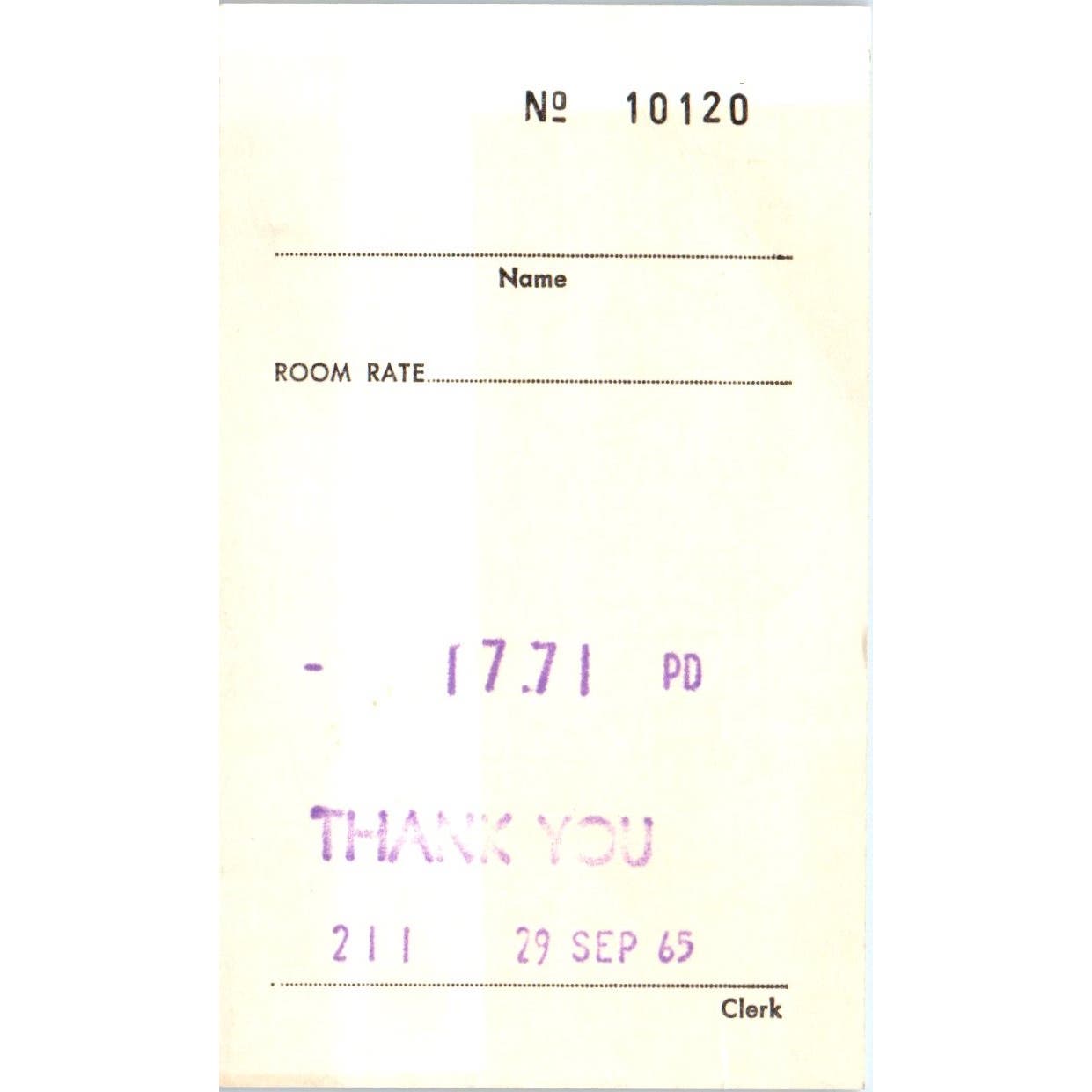 1965 The Cupola Motel Restaurant Burlington VT Room Stub AE2