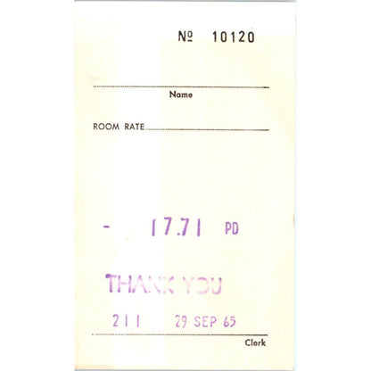 1965 The Cupola Motel Restaurant Burlington VT Room Stub AE2