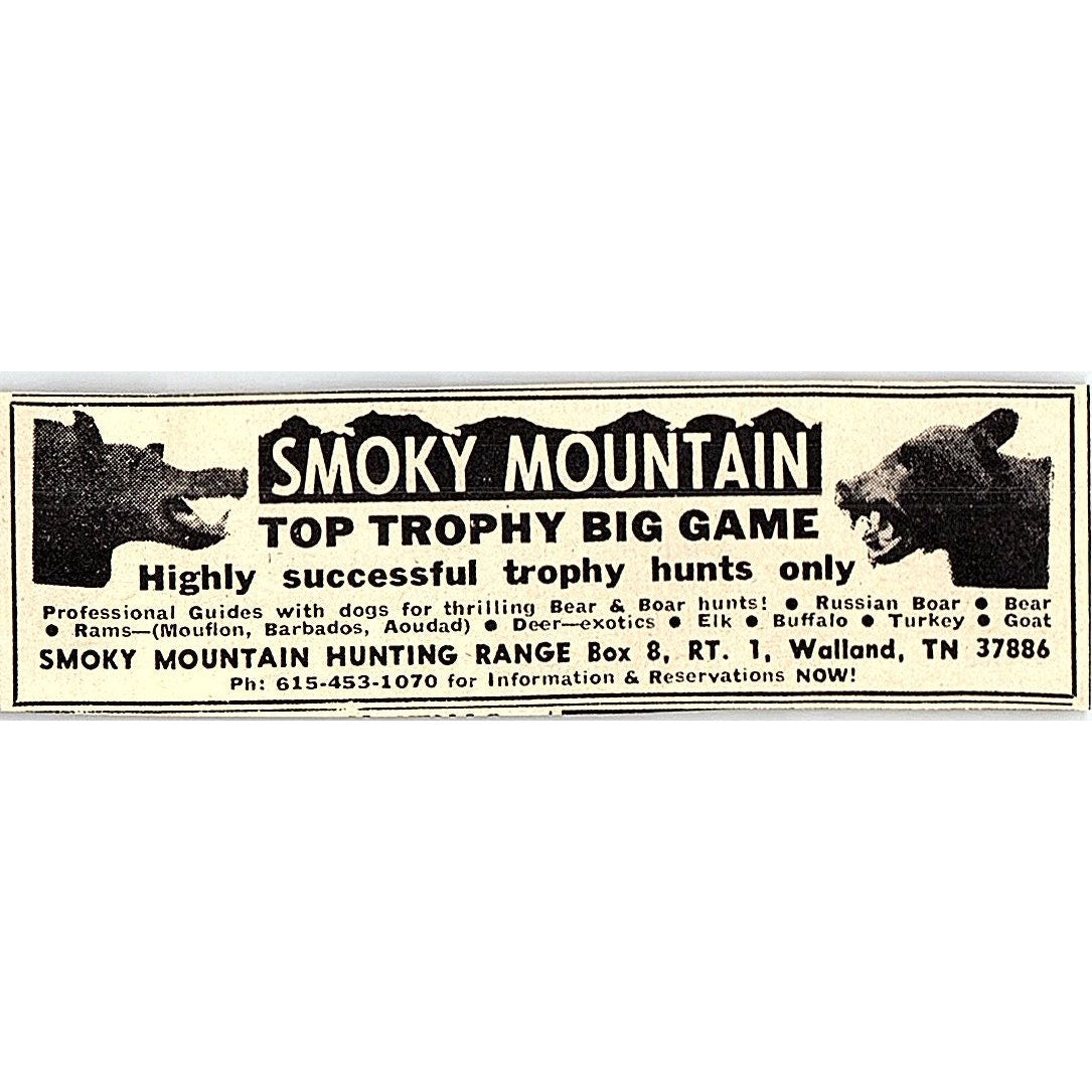 Smoky Mountain Hunting Range Walland TN 1977 Ad AF6-M1