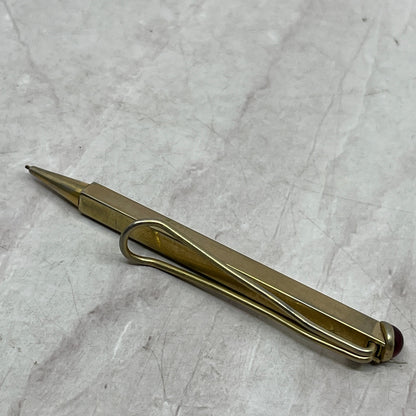 Vintage Anson Brass Tie Bar Mechanical Pocket Pencil Simulated Red Gemstone SE5
