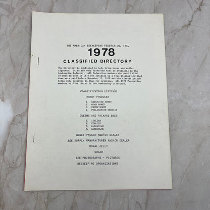 1978 American Beekeeping Federation Inc. Classified Directory TF5-L1
