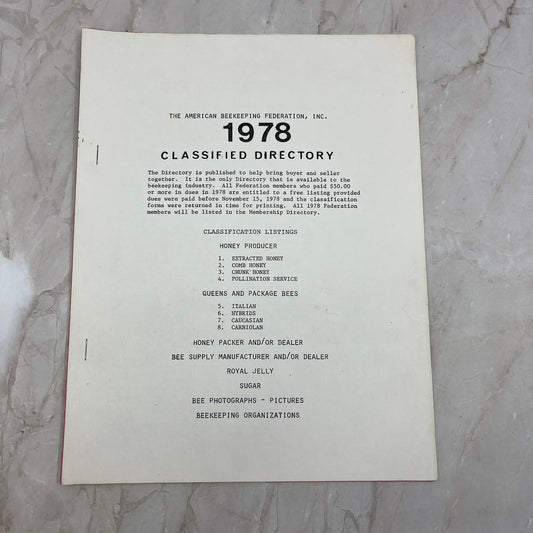 1978 American Beekeeping Federation Inc. Classified Directory TF5-L1