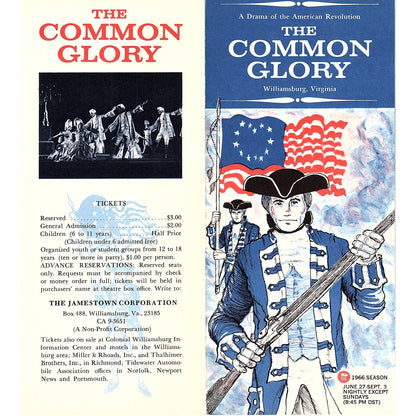 The Common Glory Williamsburg American Revolution 12966 Season Brochure TH2-TB3