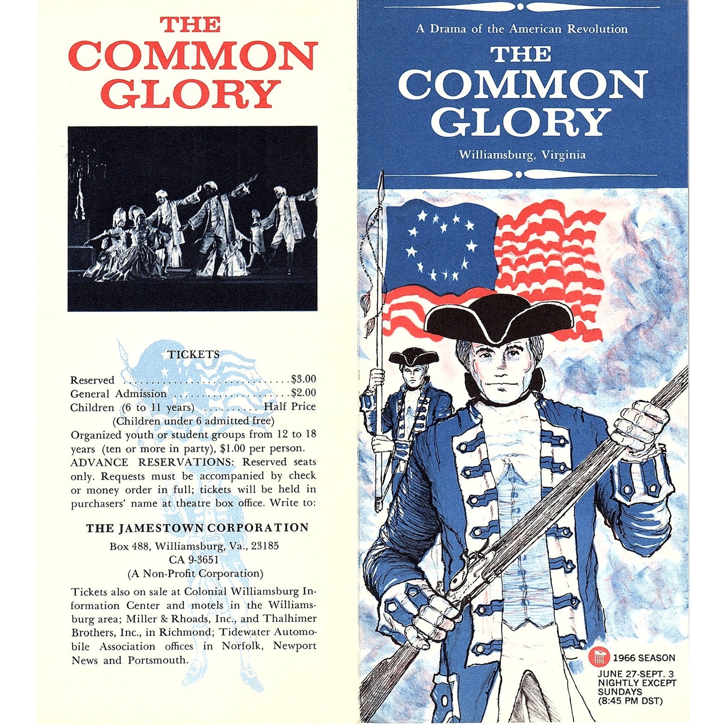 The Common Glory Williamsburg American Revolution 1966 Season Brochure TH2-TB3