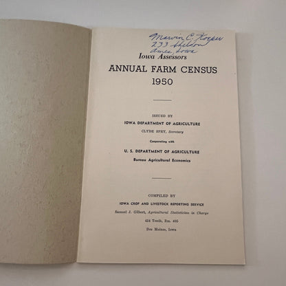 State of Iowa Annual Farm Census 1950 Ames IA Farm Bulletin TK2-XB5