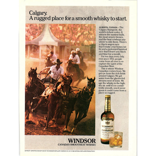 Alberta Calgary Stampede - Windsor Canadian Whiskey 1984 Ad AF8-4