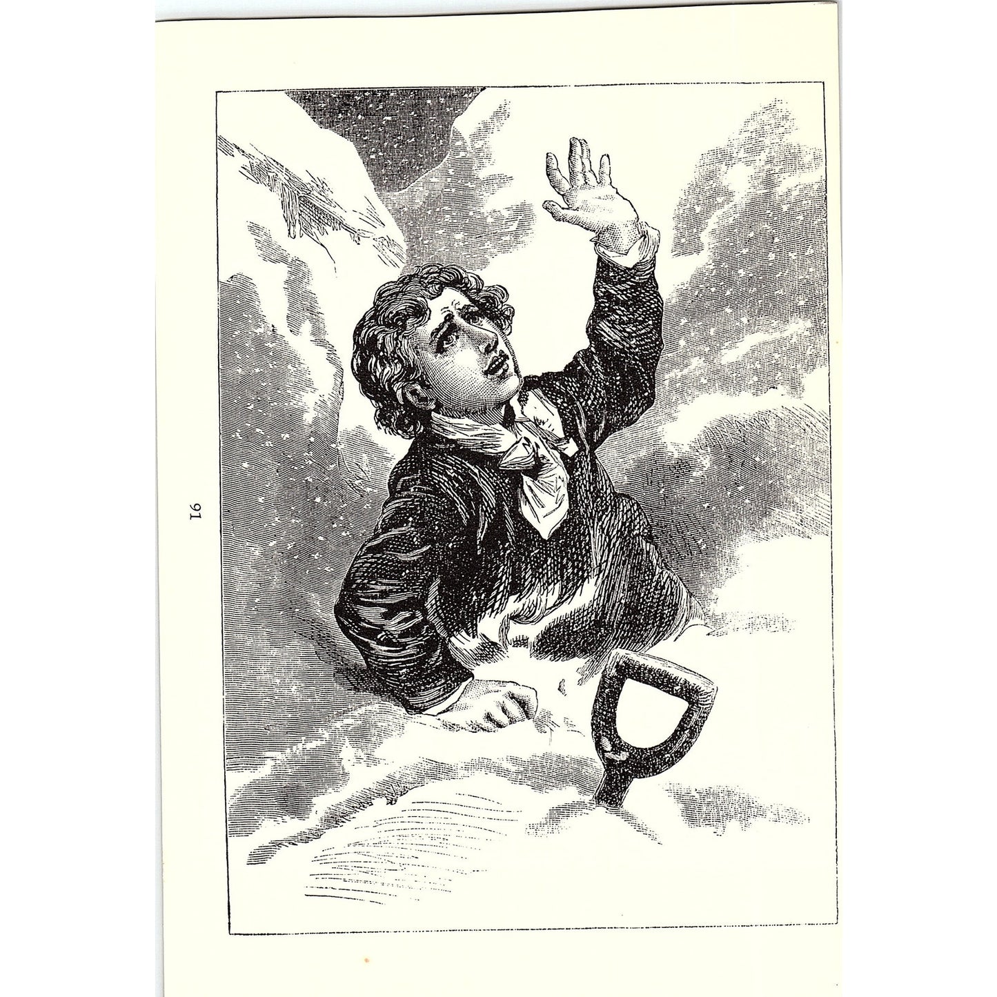 1880s Lost in the Snow Engraving Vintage Art Print 5x7 V12