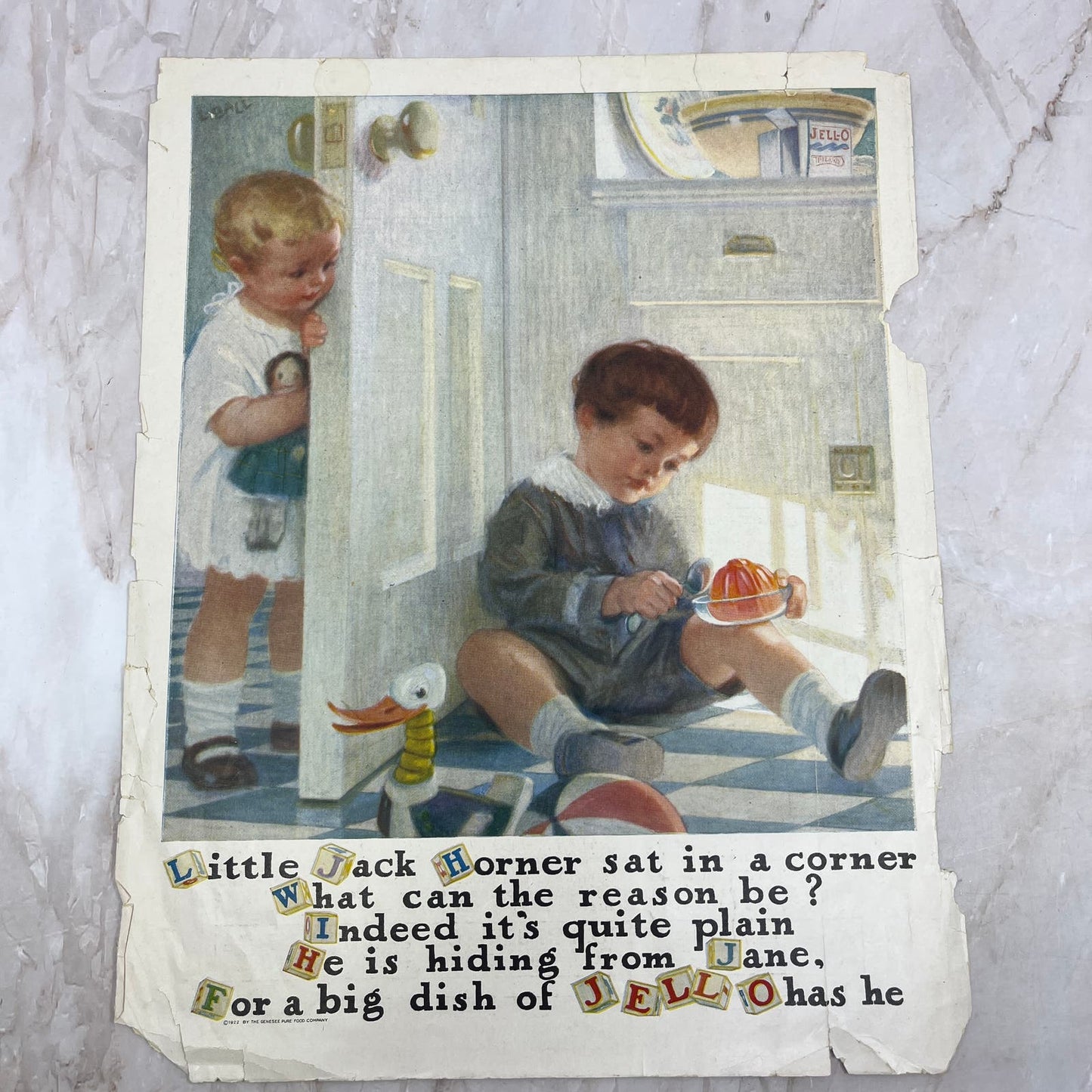 1922 Jello Little Jack Horner Mother Goose 10x13 Magazine Advertisement FL6-7