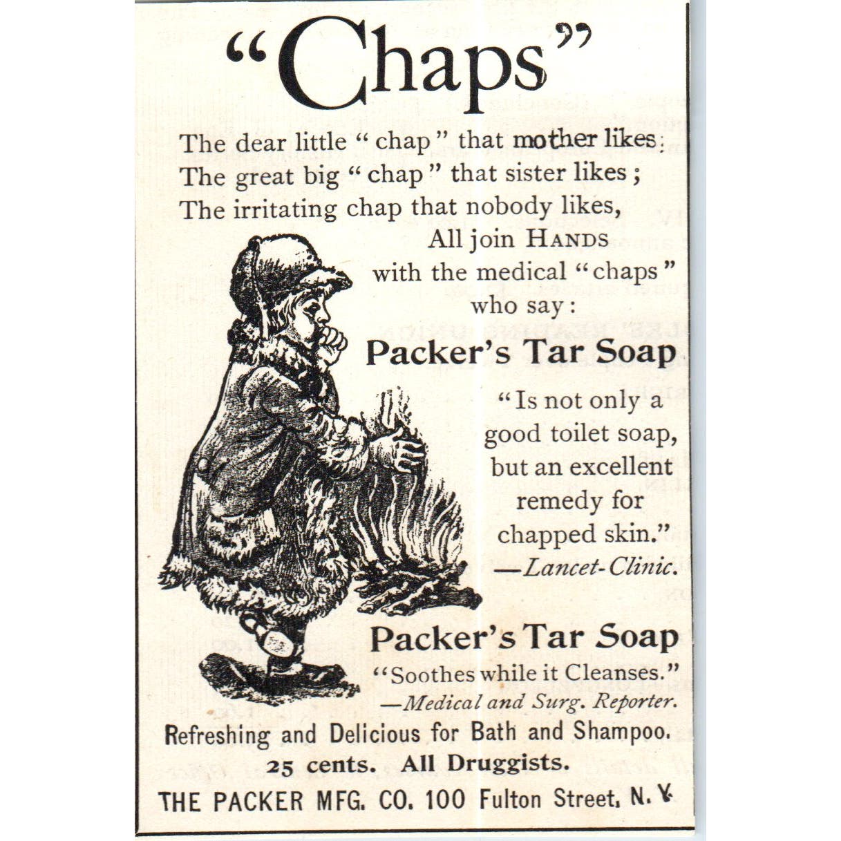 Chaps - Packer's Tar Soap Packer Mfg Co NY c1890 Victorian Ad AE8-CH7