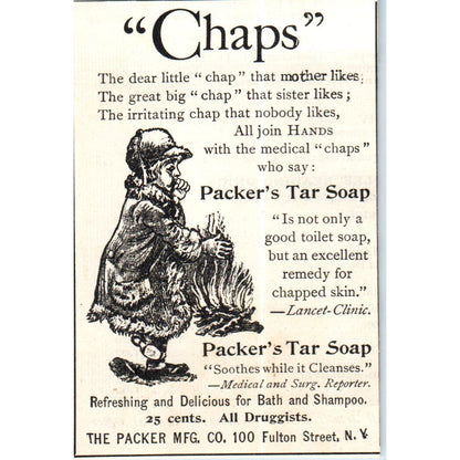 Chaps - Packer's Tar Soap Packer Mfg Co NY c1890 Victorian Ad AE8-CH7