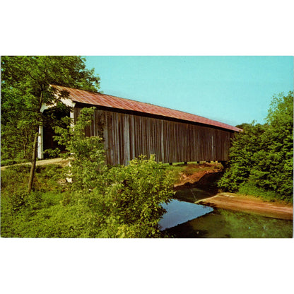 McAllister Bridge Little Raccoon Creek Rockville IN Covered Bridge Postcard PD3