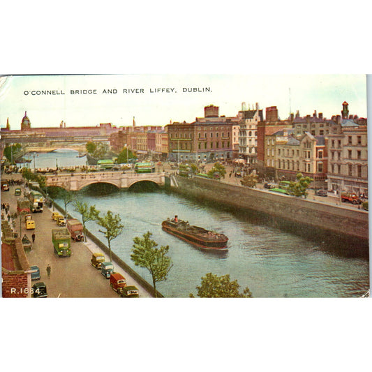 1955 O'Connell Bridge and River Liffey Dublin Vintage Original Postcard PD3